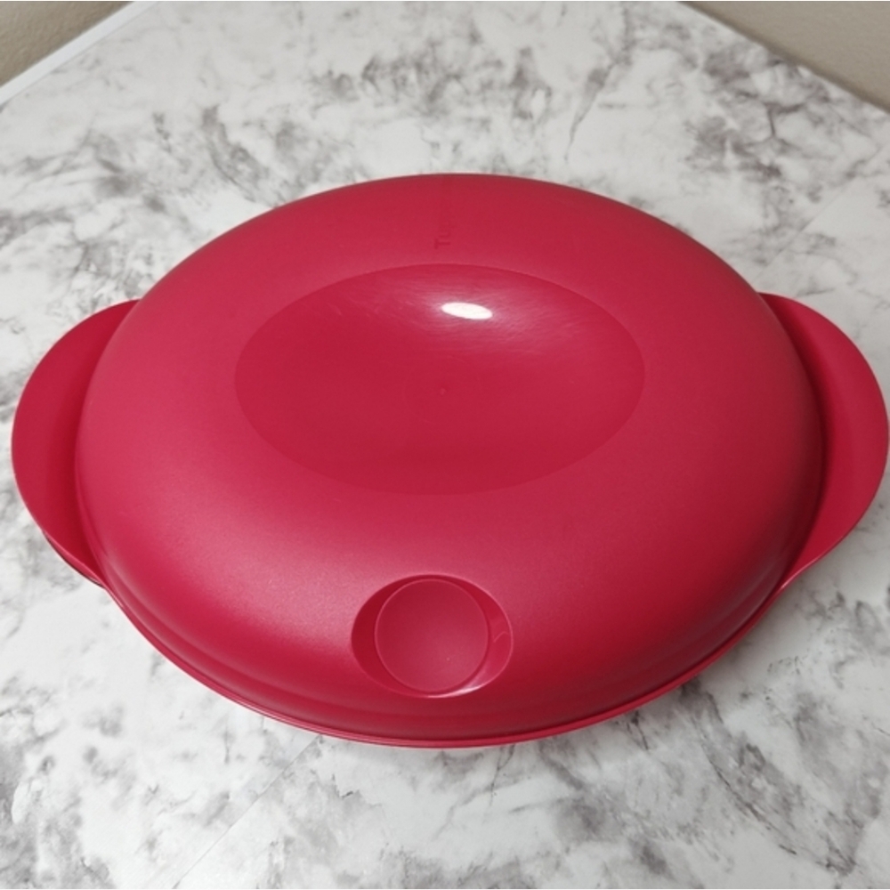 Tupperware Vent 'N Serve 1.1L Microwave Oval Dish Red Vented Lid - Picture 3 of 9